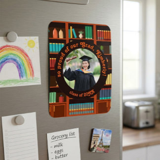 Library-Themed Graduation Photo Magnet