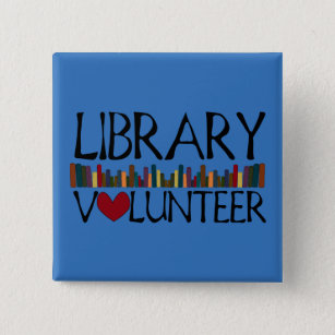 Library Volunteer Books - Change Colour 15 Cm Square Badge