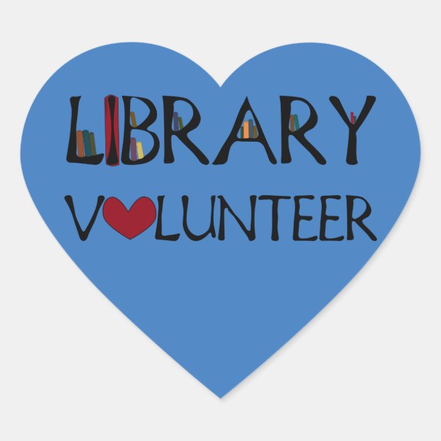 Library Volunteer - Choose Colour Heart Sticker (Front)
