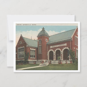 Library, Waterville Maine, 1920s Vintage Inspired Postcard