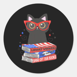 Library Workers For Kamala Banned Books Librarian Classic Round Sticker