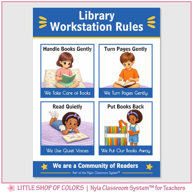 Library Workstation Rules Teacher Anchor Chart (Creator Uploaded)