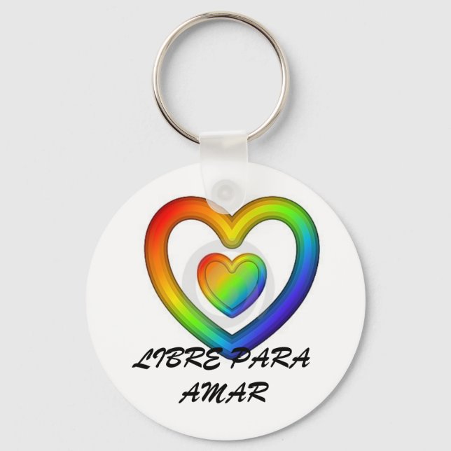LIBRE PARA AMAR-RAINBOW HEART KEY RING (Front)