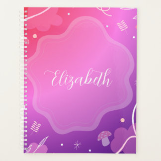 Libreta Kawaii Rosa y Morado con Nombre  Planner