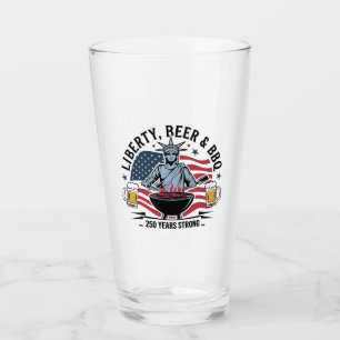 Librity Beer & bbq 250th Years Strong 4th of July  Glass