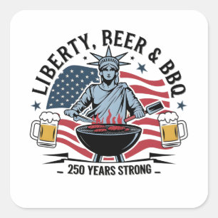 Librity Beer & bbq 250th Years Strong 4th of July Square Sticker