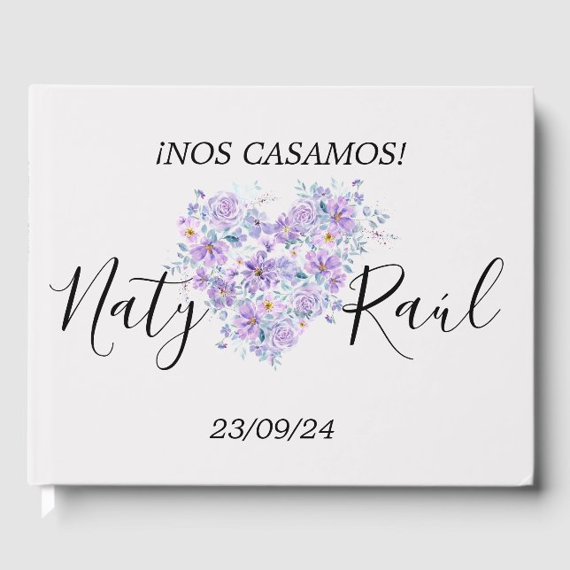 Libro de visitas en tonos lilas  guest book (Front)
