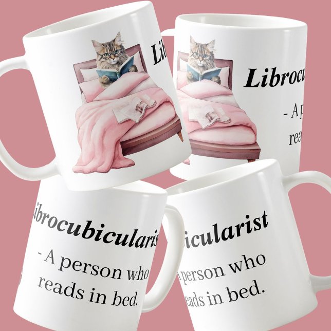 Librocubicularist booklovers reading in bed coffee mug (Creator Uploaded)