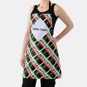 Libya and Libyan Flag Tiled with Your Name Apron
