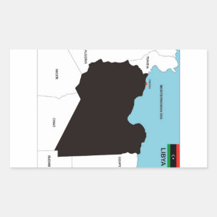 libya country political map flag rectangular sticker