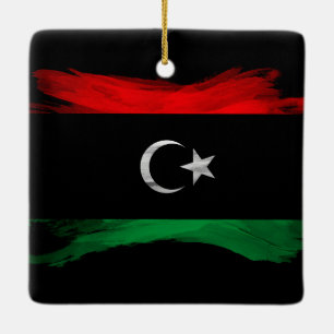 Libya flag brush stroke, national flag ceramic ornament
