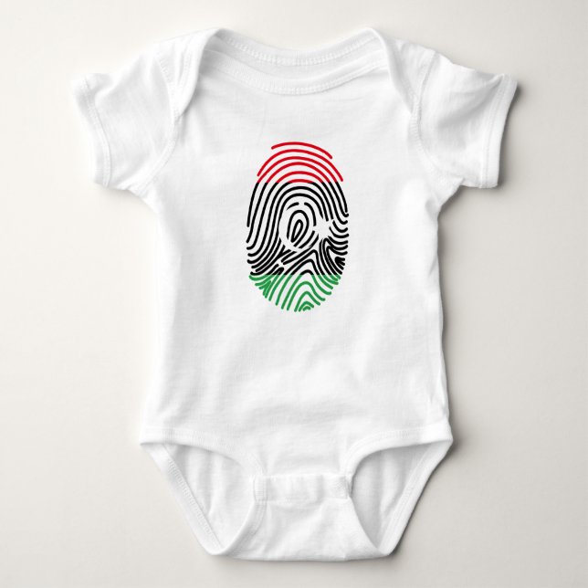 Libya Flag Fingerprint Baby Bodysuit (Front)