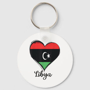 Libya Flag Heart Proud Libyan Pride Heritage Boys Key Ring