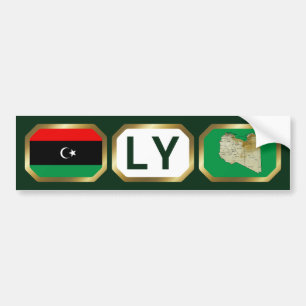 Libya Flag Map Code Bumper Sticker