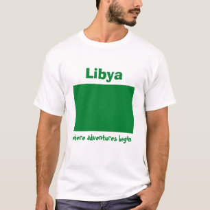 Libya Flag + Map + Text T-Shirt