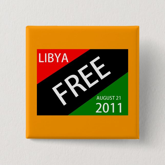 LIBYA FREE AUGUST 21 2011 15 CM SQUARE BADGE (Front)
