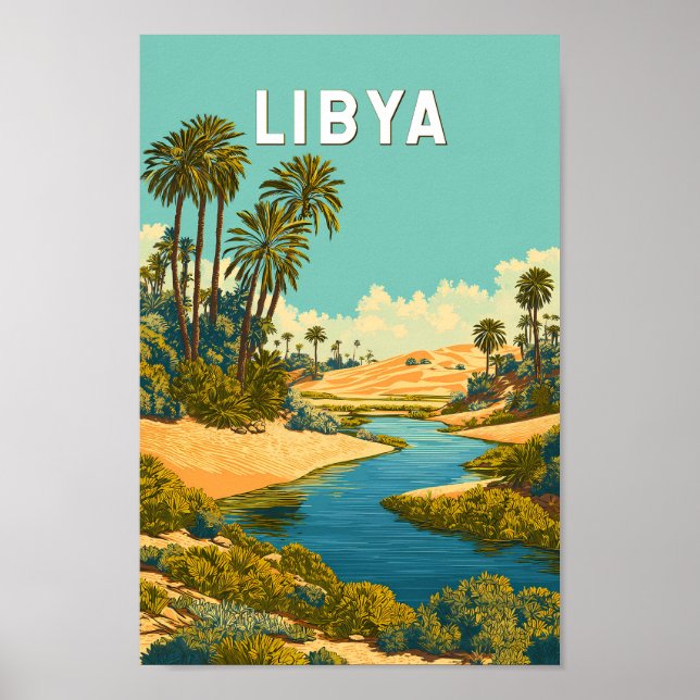 Libya Illustration Travel Art Vintage Poster (Front)