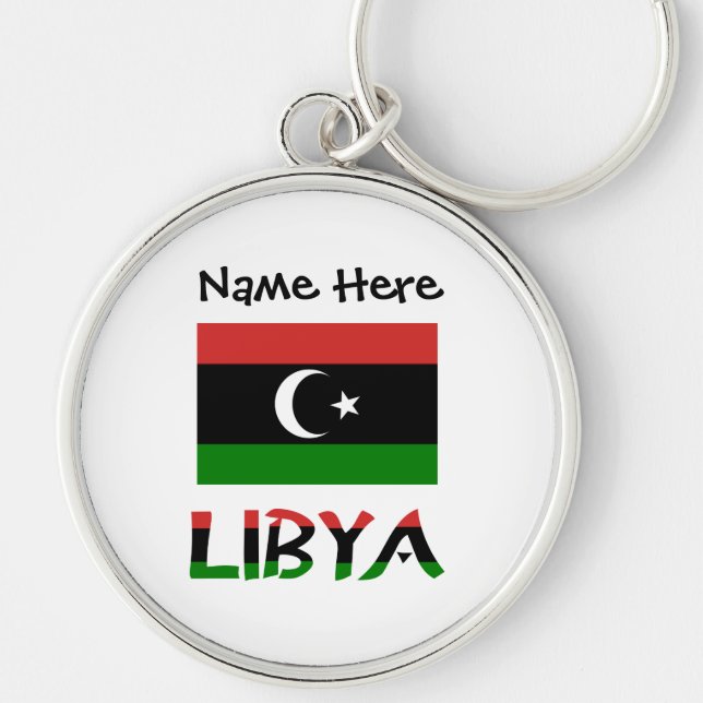 Libya Libyan Flag Black Personalization  Key Ring (Front)
