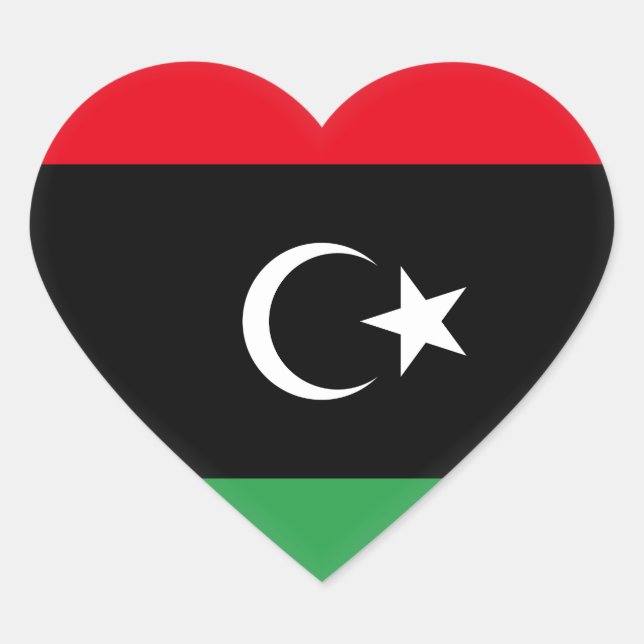 Libya (Libyan) Flag Heart Sticker (Front)