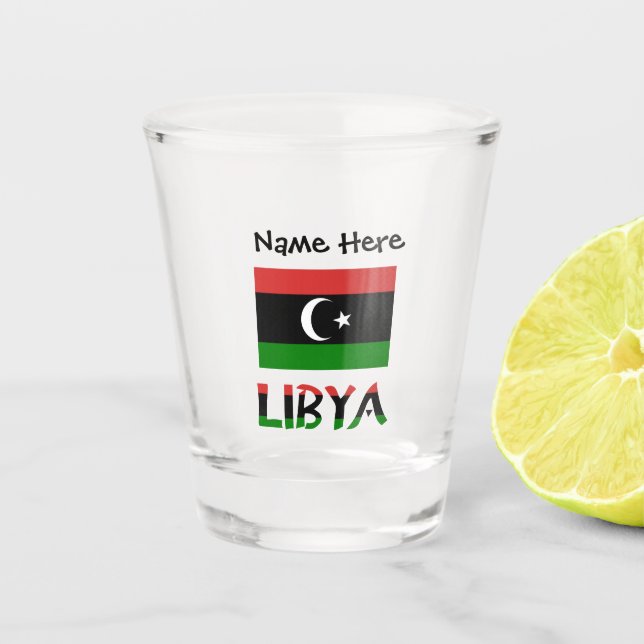 Libya Libyan Flag Personalised  Shot Glass (Front)