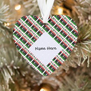 Libya Libyan Flag Tiled Black Personalisation Ornament
