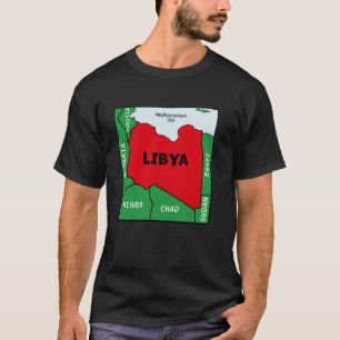 Libya Political map in flag colours. Neighbouring T-Shirt