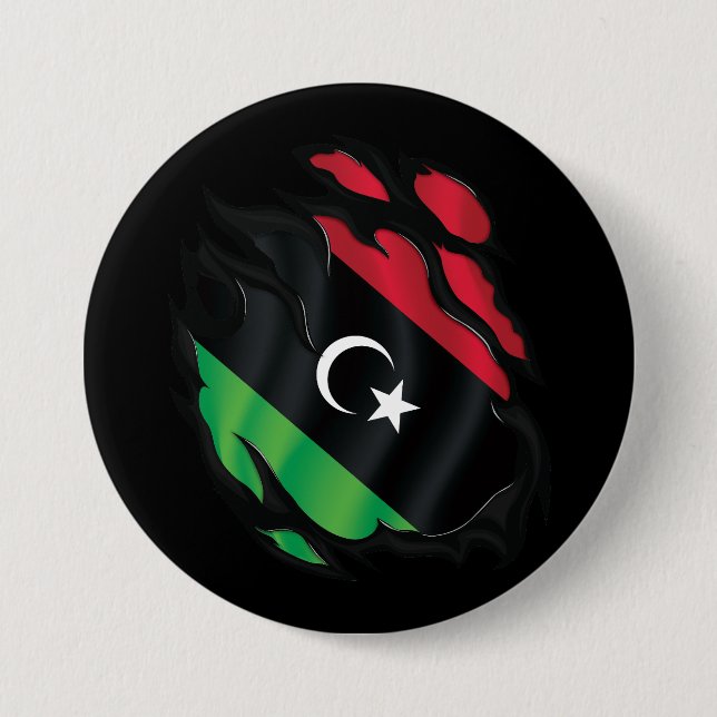 Libya Ripped Flag 7.5 Cm Round Badge (Front)