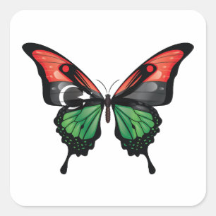 Libya Swallowtail Butterfly Flag Square Sticker