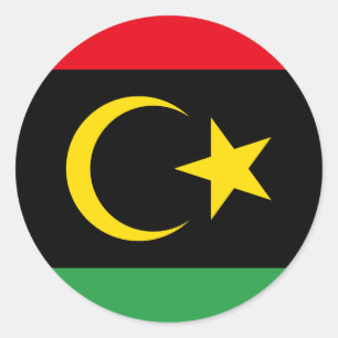 Libyan Flag & National Emblem, Flag of Libya Classic Round Sticker