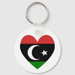 Libyan Heart Flag Valentine Key Ring