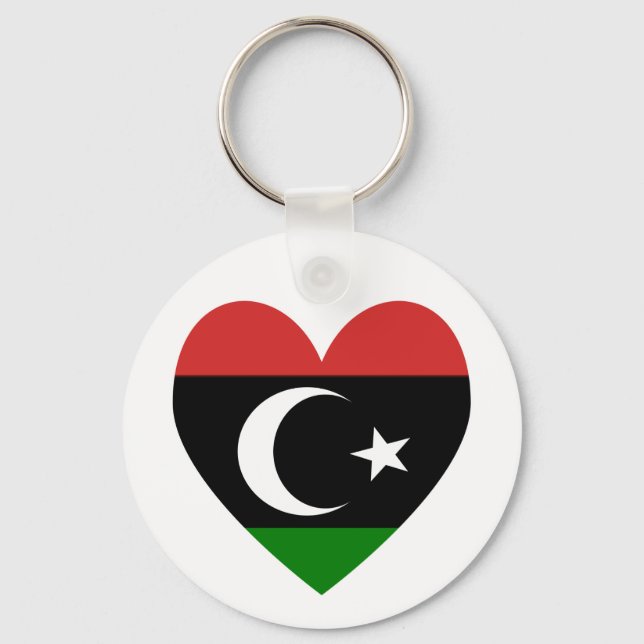 Libyan Heart Flag Valentine Key Ring (Front)