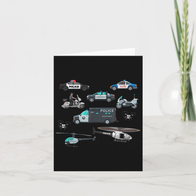 Lice Vehicles Cop Helicopter Toddlers Kids Women M Card (Front)