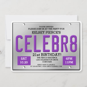 License Plate Birthday Invitations