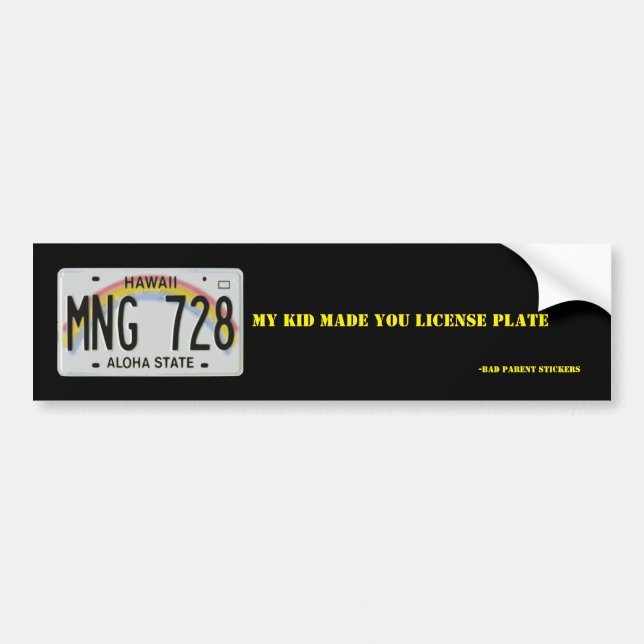 License Plate Bumper Sticker (Front)