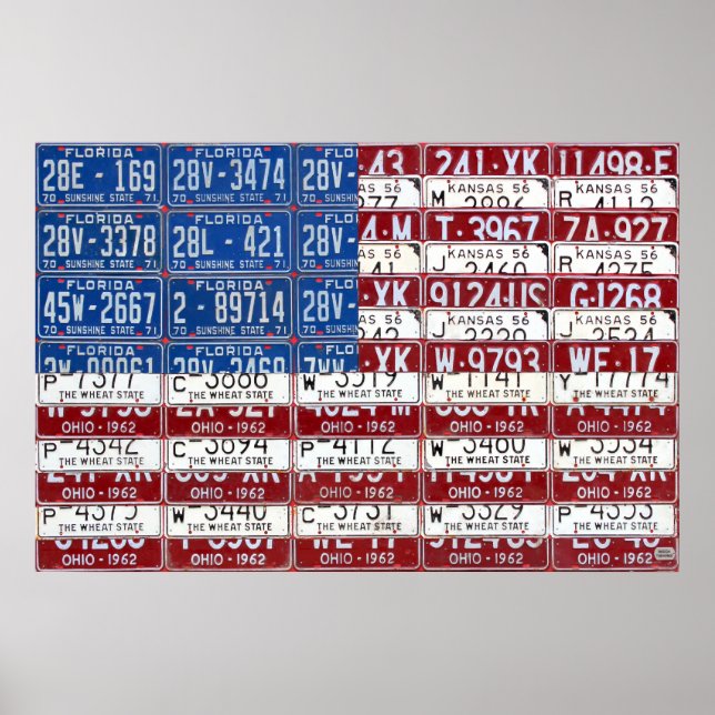 License Plate Flag of the United States USA 2012 Poster (Front)