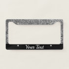 License Plate Frame - Your Text Glitter Silver