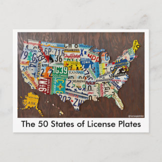 License Plate Map postcard