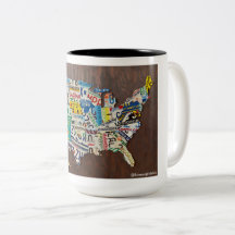 License Plate Map two-tone 15oz mug