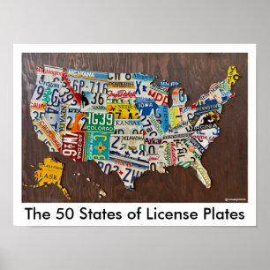 License Plate Map wall poster
