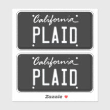 License Plate Plaid California