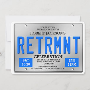 License Plate Retirement Party Invitations