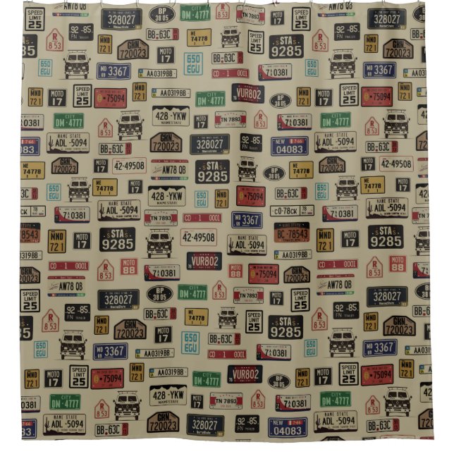 License plate shower curtain (Front)