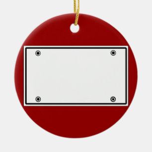 License plate template ceramic ornament