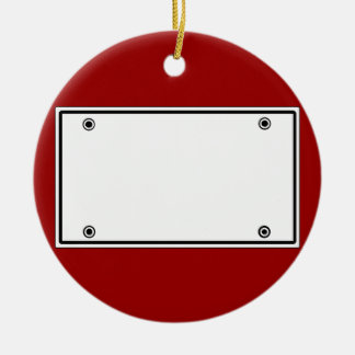 License plate template ceramic ornament