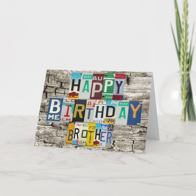 License Plates Brother Birthday Card (Front)