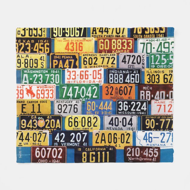 License Plates by H. Wilson Smith Fleece Blanket (Front (Horizontal))