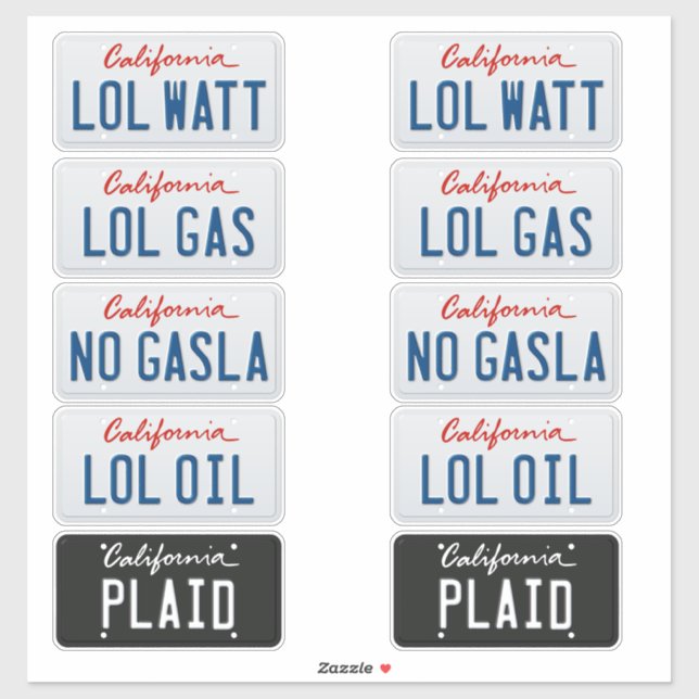 License Plates California Set (Sheet)