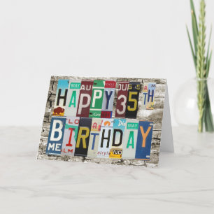 License Plates Happy 35th Birthday Card