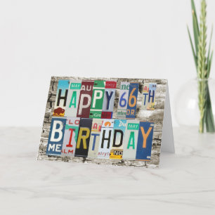 License Plates Happy 66th Birthday Card