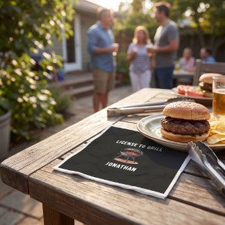 License to Grill Chef Dad Grillmaster Chef Cooking Napkin